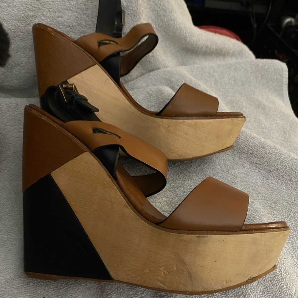 Color block also wedge heels, size 8.5